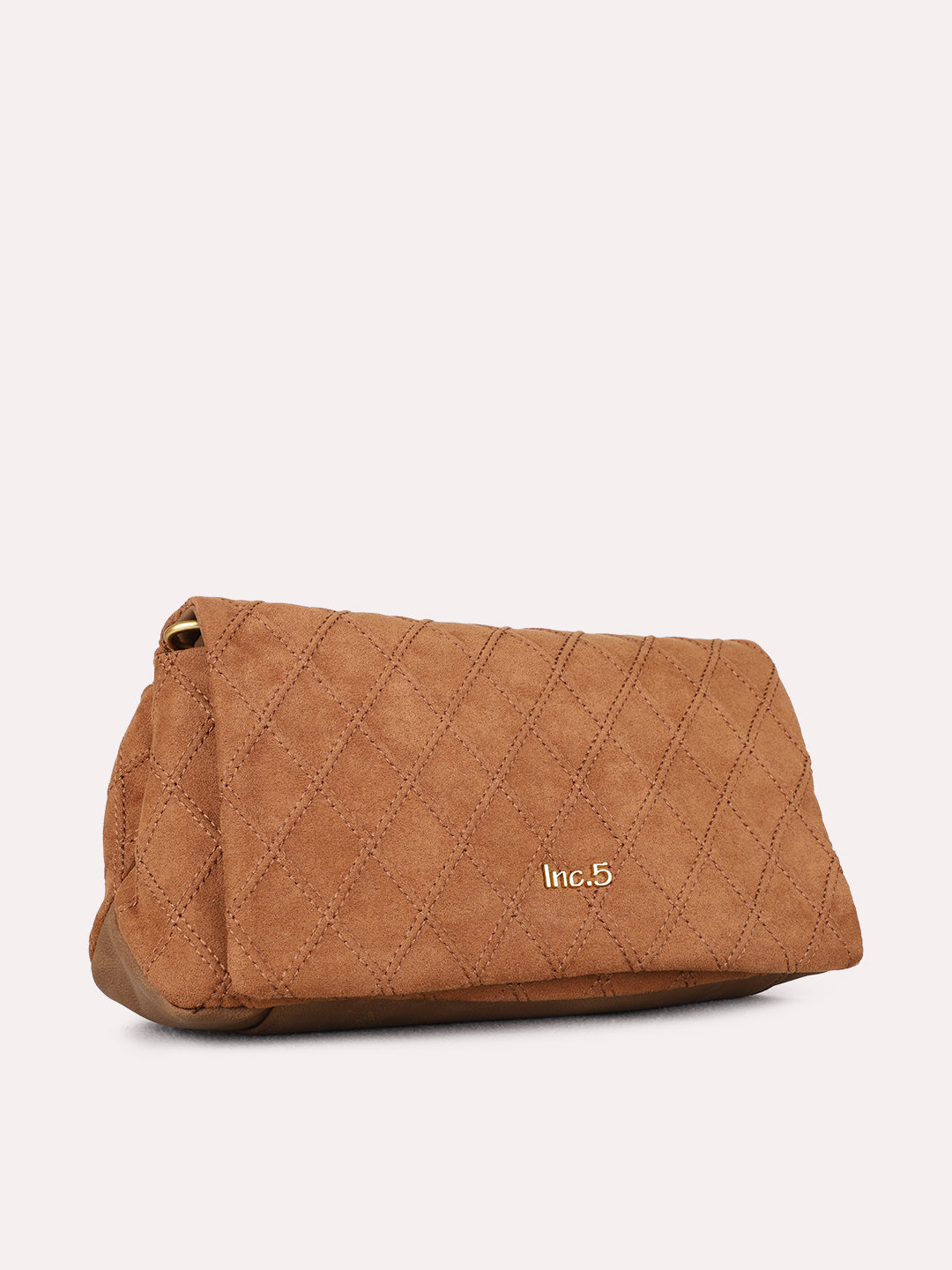 Womens Brown Shoulder Bag With Magnet Button Lock For Party