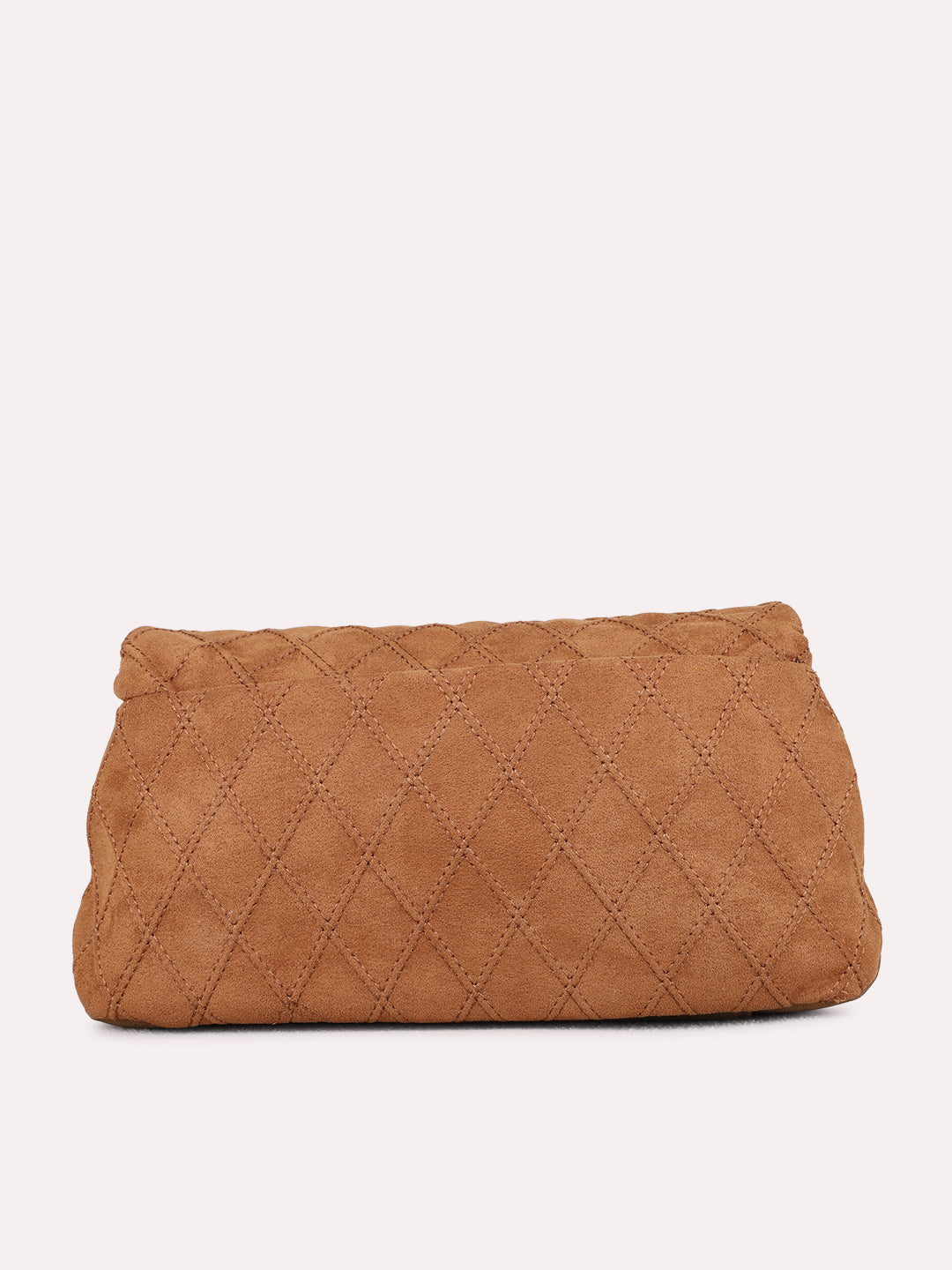 Womens Brown Shoulder Bag With Magnet Button Lock For Party