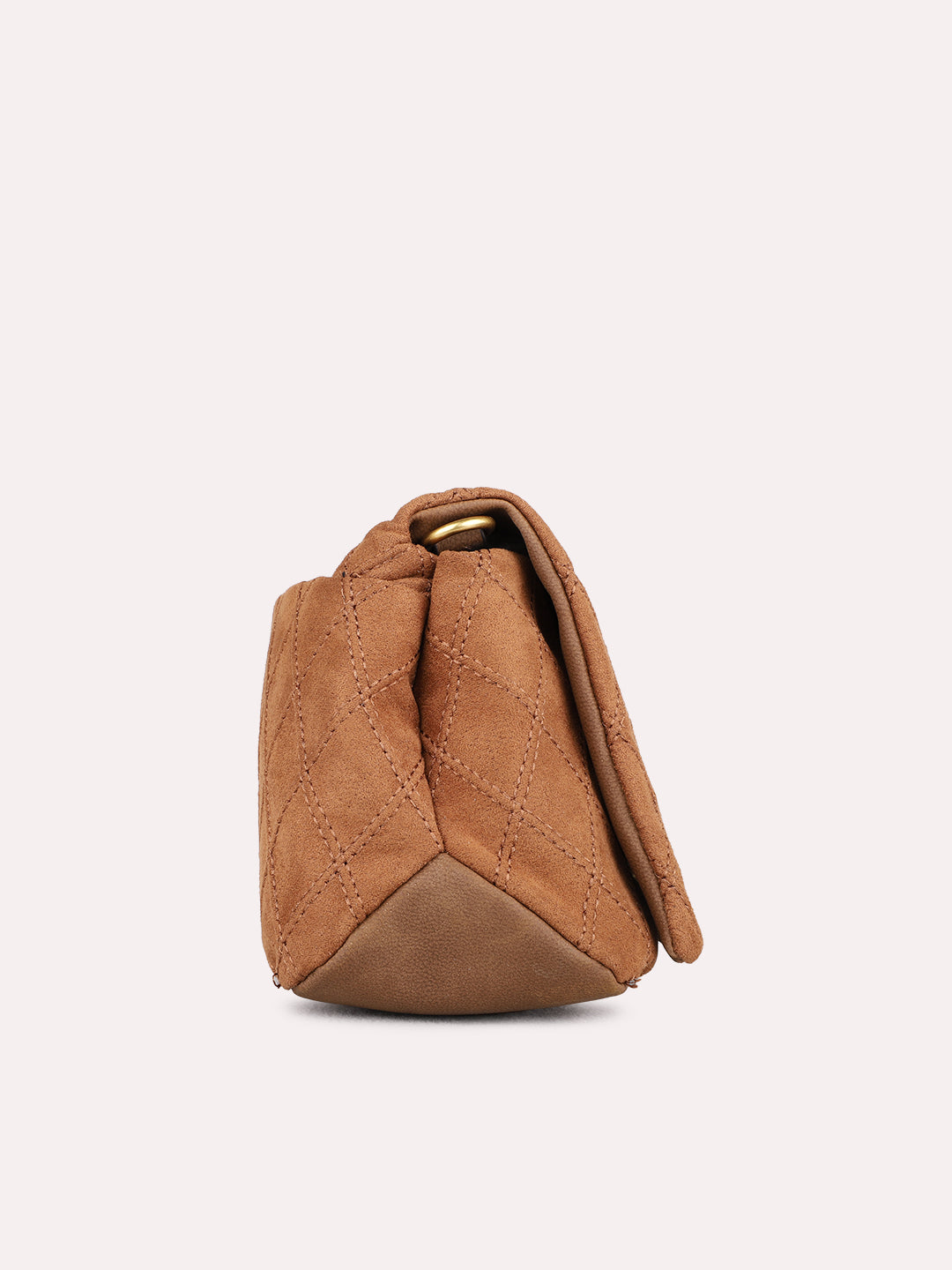 Womens Brown Shoulder Bag With Magnet Button Lock For Party