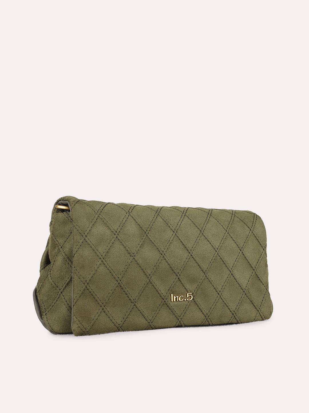 Womens Green Shoulder Bag With Magnet Button Lock For Party