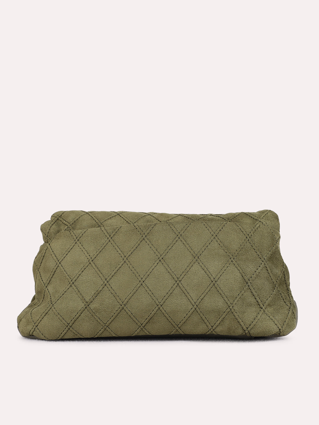 Womens Green Shoulder Bag With Magnet Button Lock For Party