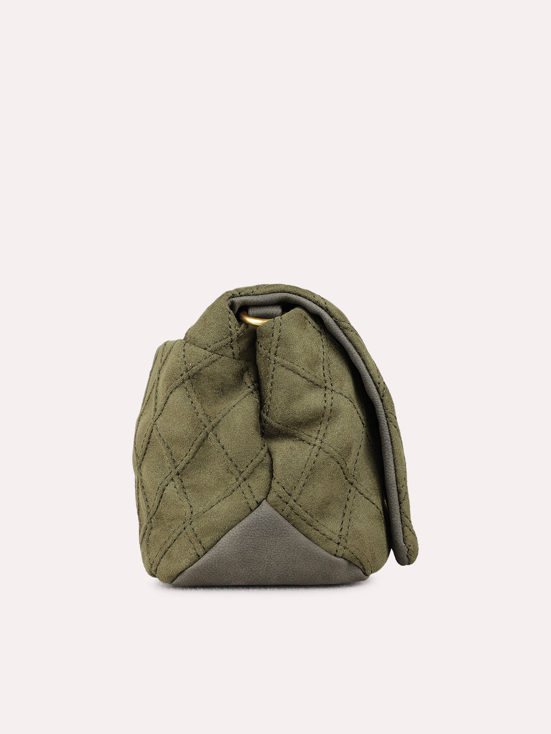 Womens Green Shoulder Bag With Magnet Button Lock For Party