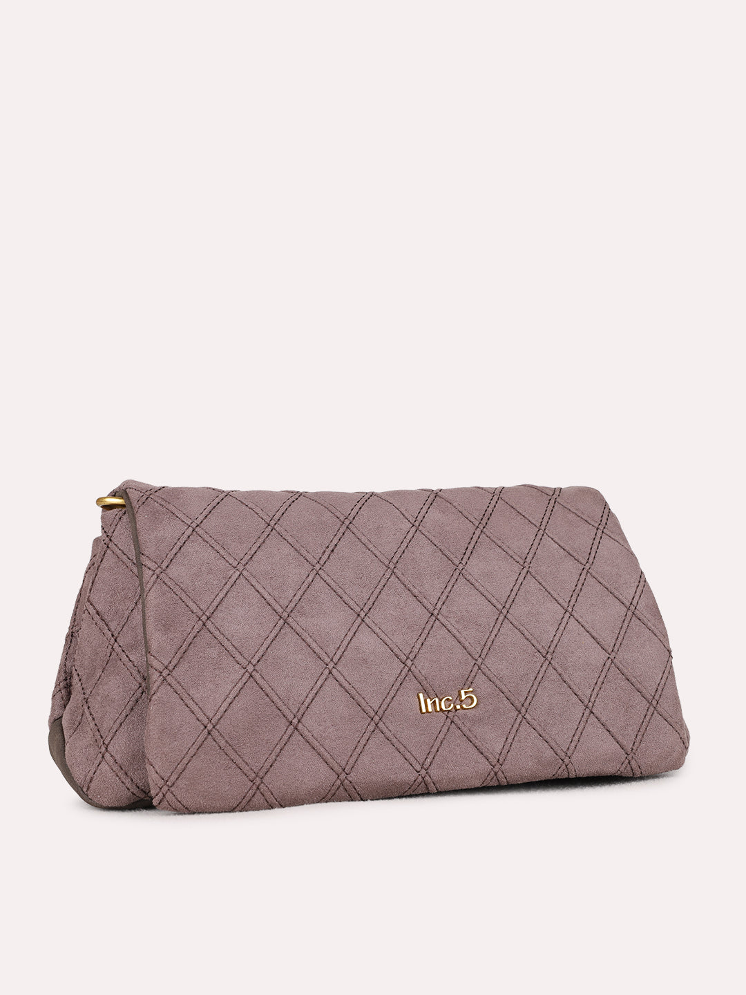 Womens Taupe Shoulder Bag With Magnet Button Lock For Party