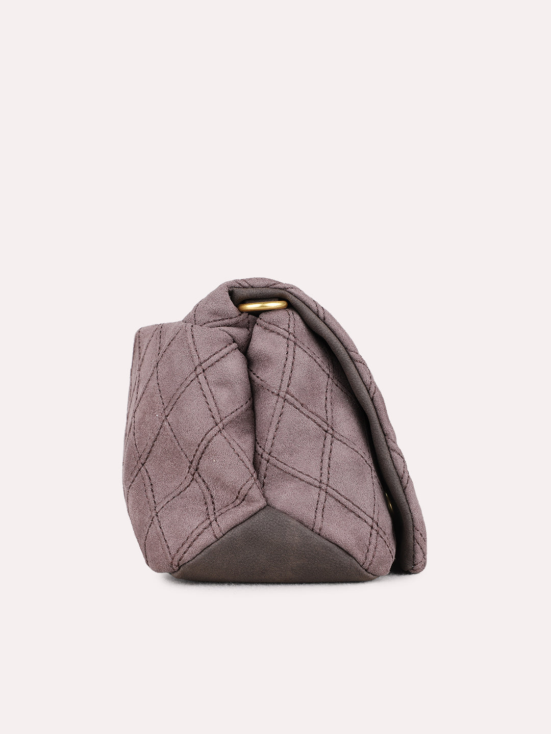 Womens Taupe Shoulder Bag With Magnet Button Lock For Party