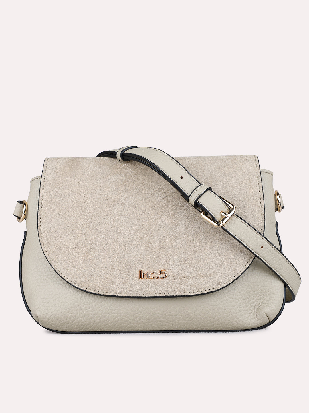 Womens Beige Sling Bag With Magnet Button Lock For Casual