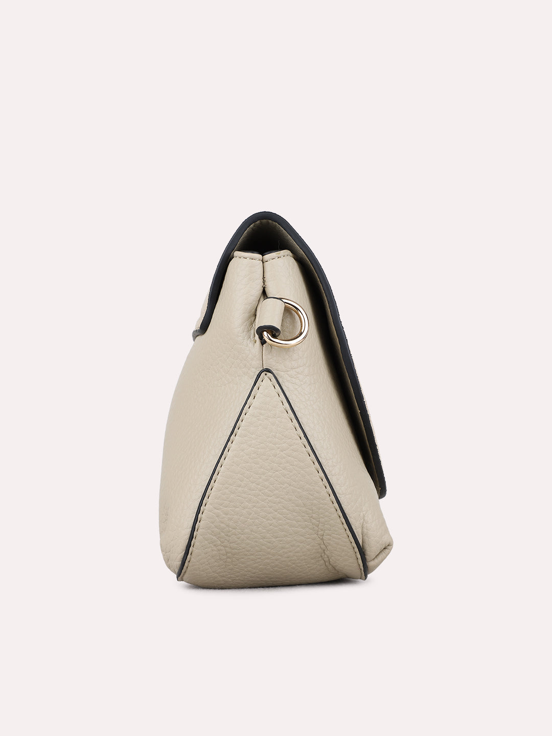 Womens Beige Sling Bag With Magnet Button Lock For Casual