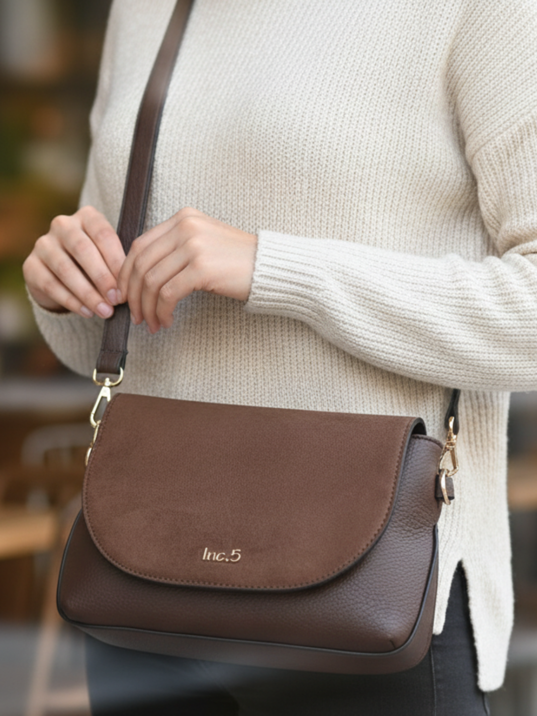 Womens Brown Sling Bag With Magnet Button Lock For Casual