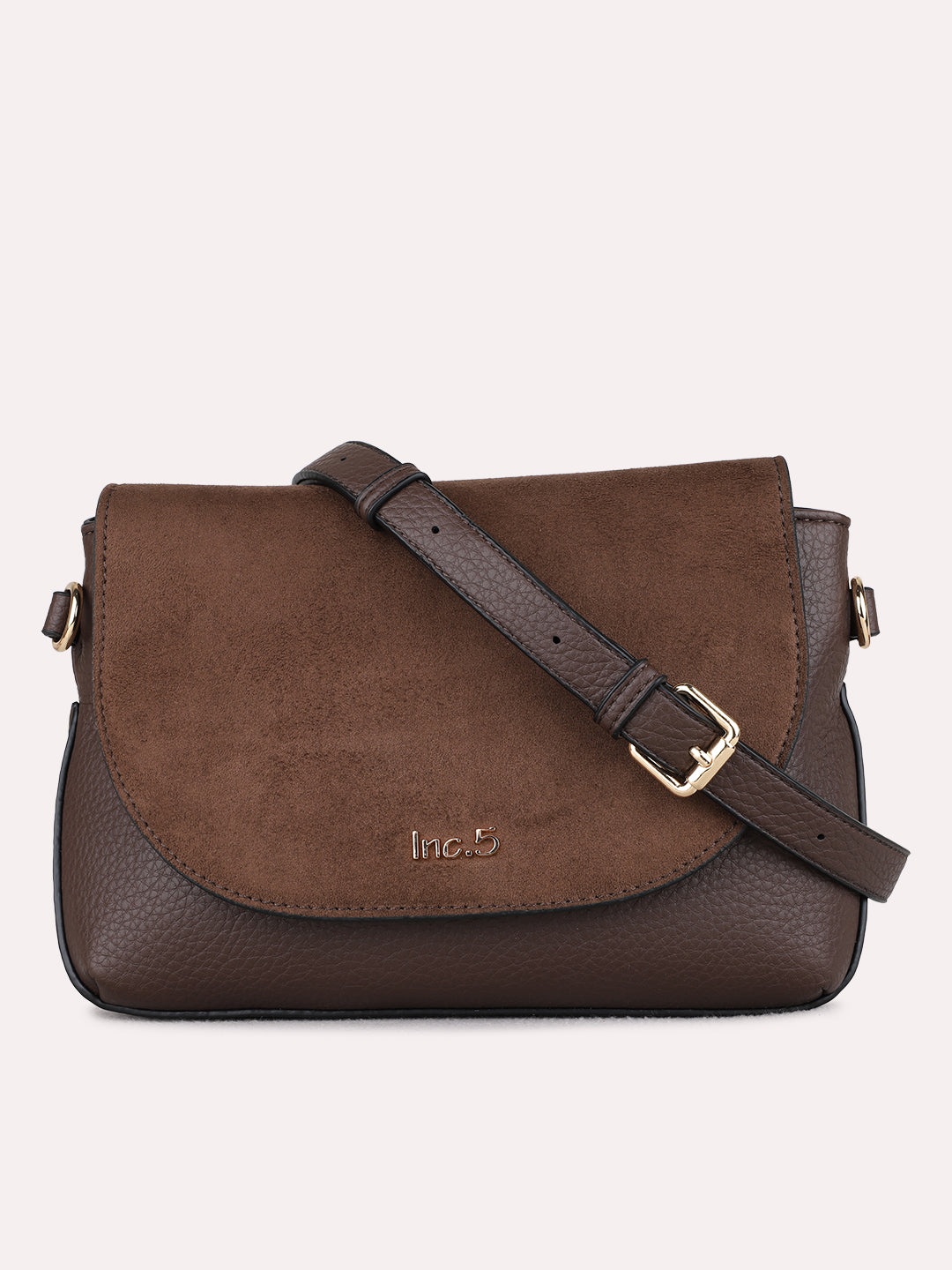 Womens Brown Sling Bag With Magnet Button Lock For Casual