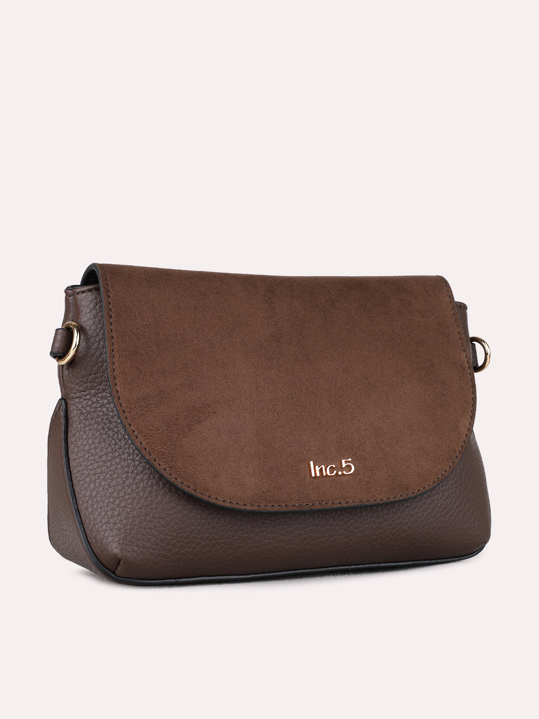 Womens Brown Sling Bag With Magnet Button Lock For Casual
