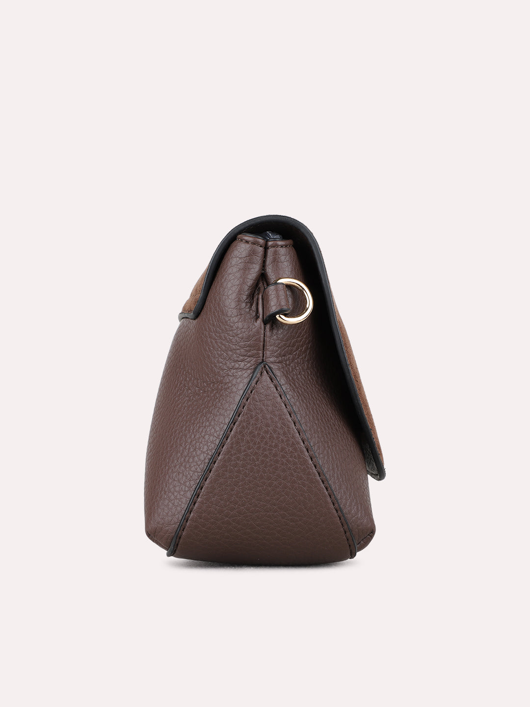 Womens Brown Sling Bag With Magnet Button Lock For Casual