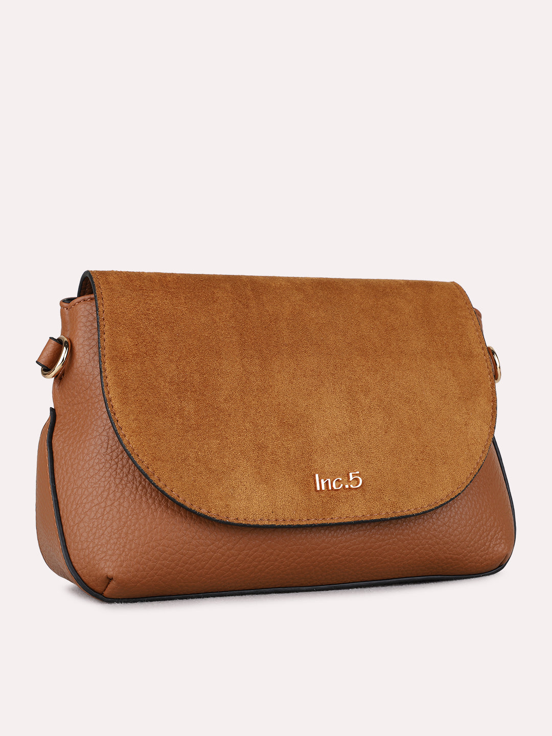 Womens Tan Sling Bag With Magnet Button Lock For Casual