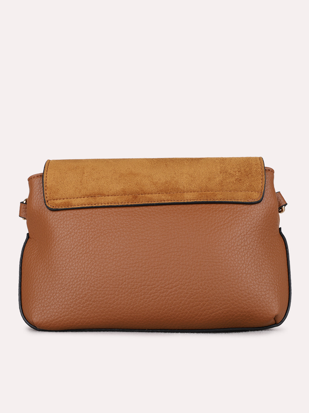 Womens Tan Sling Bag With Magnet Button Lock For Casual