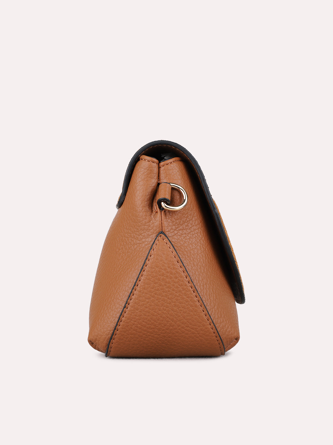 Womens Tan Sling Bag With Magnet Button Lock For Casual
