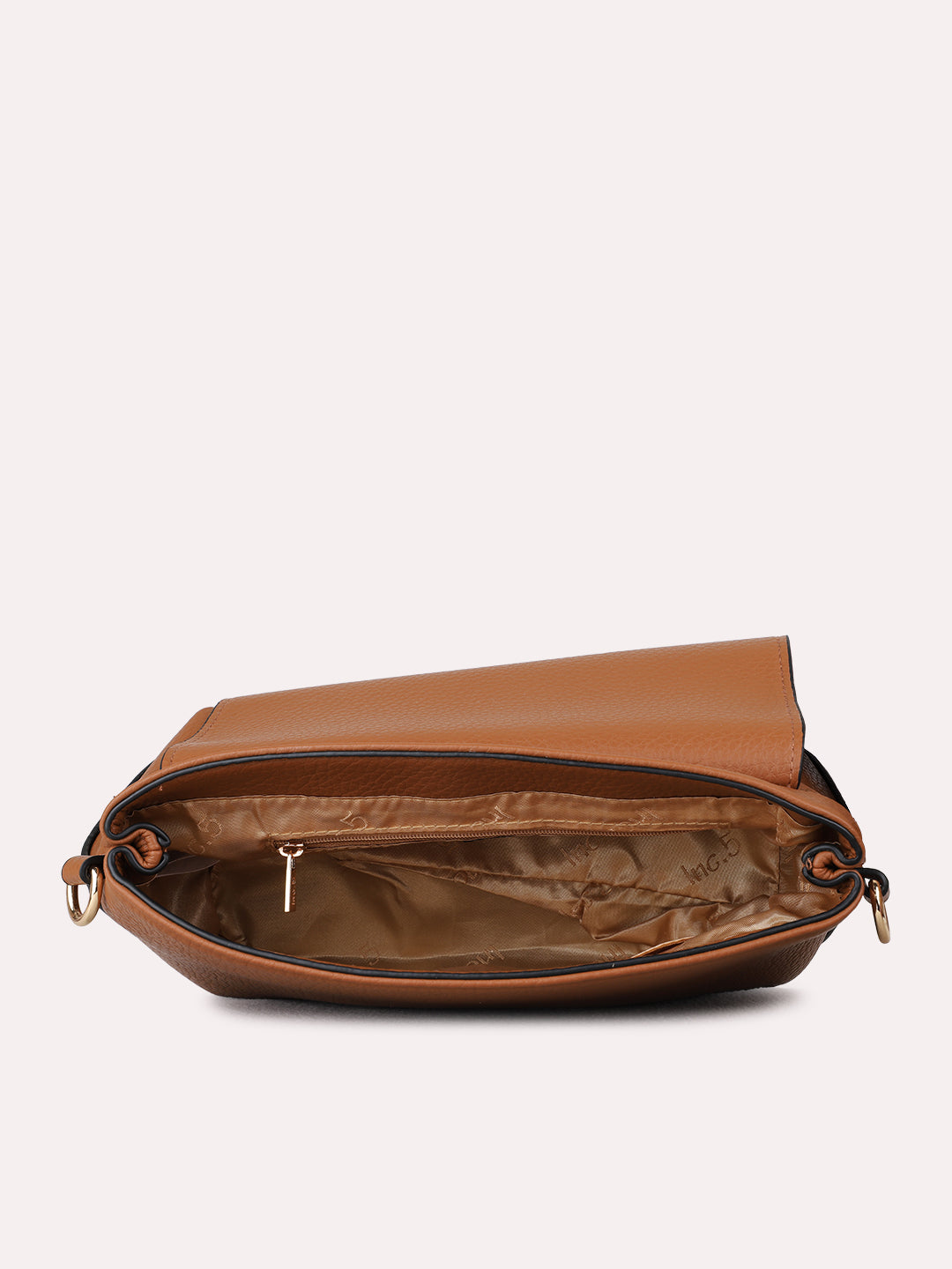 Womens Tan Sling Bag With Magnet Button Lock For Casual
