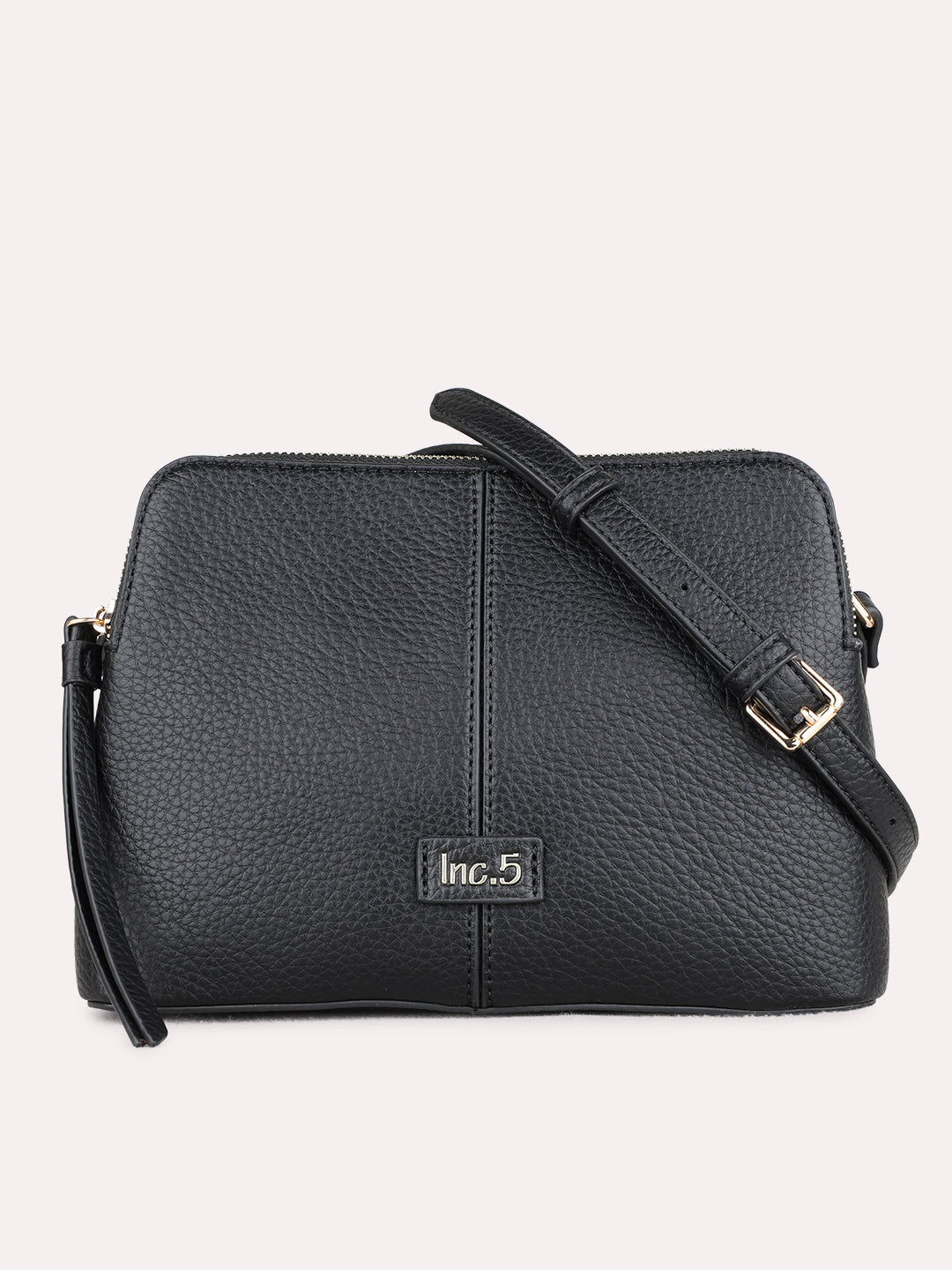 Womens Black Sling Bag With Zip Lock For Casual