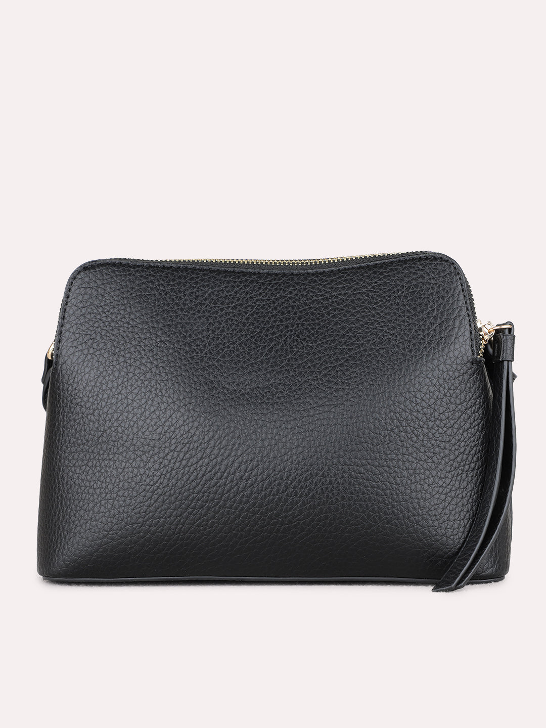 Womens Black Sling Bag With Zip Lock For Casual