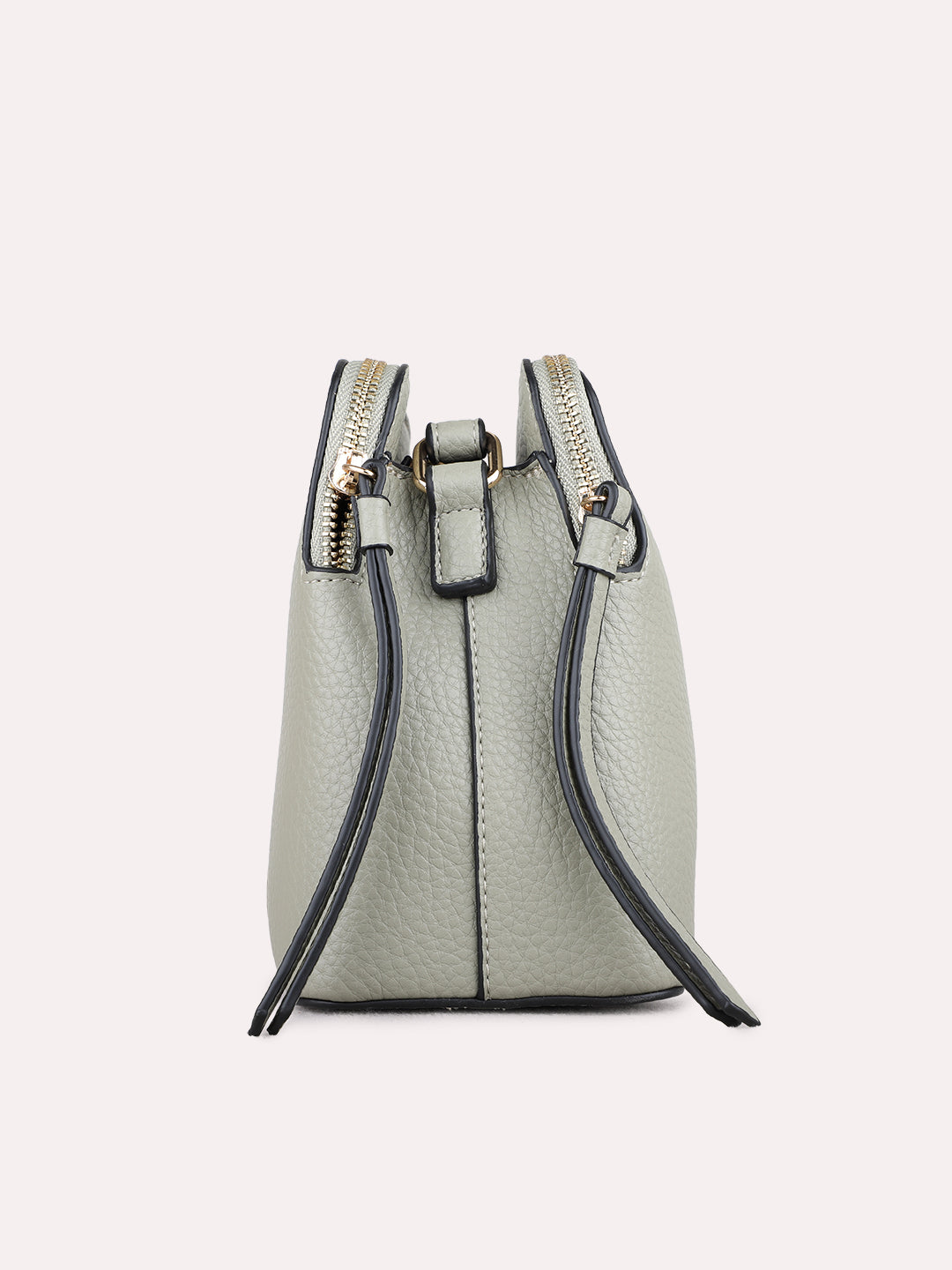 Womens Grey Sling Bag With Zip Lock For Casual