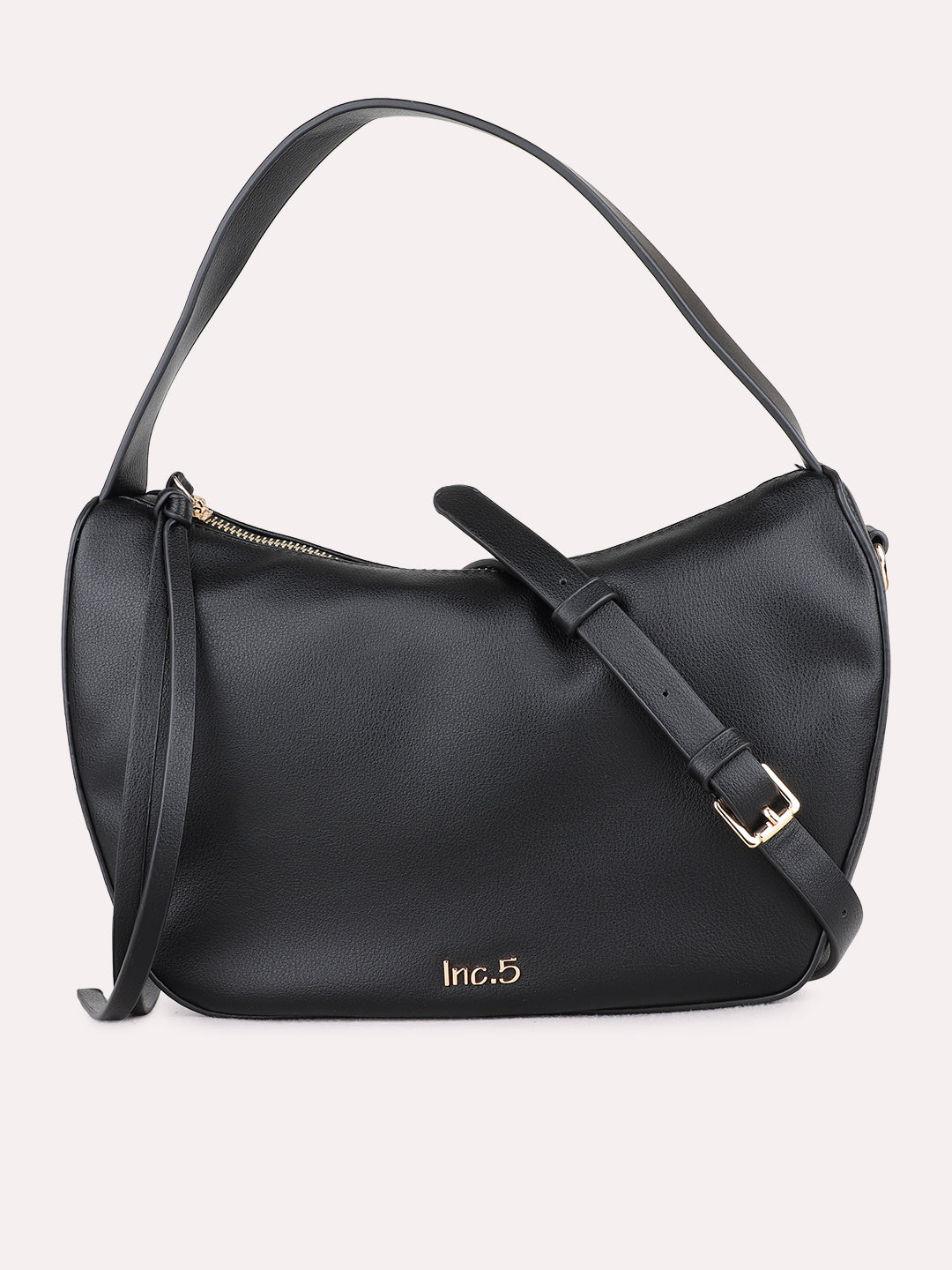 Womens Black Shoulder Bag With Zip Lock For Party Use