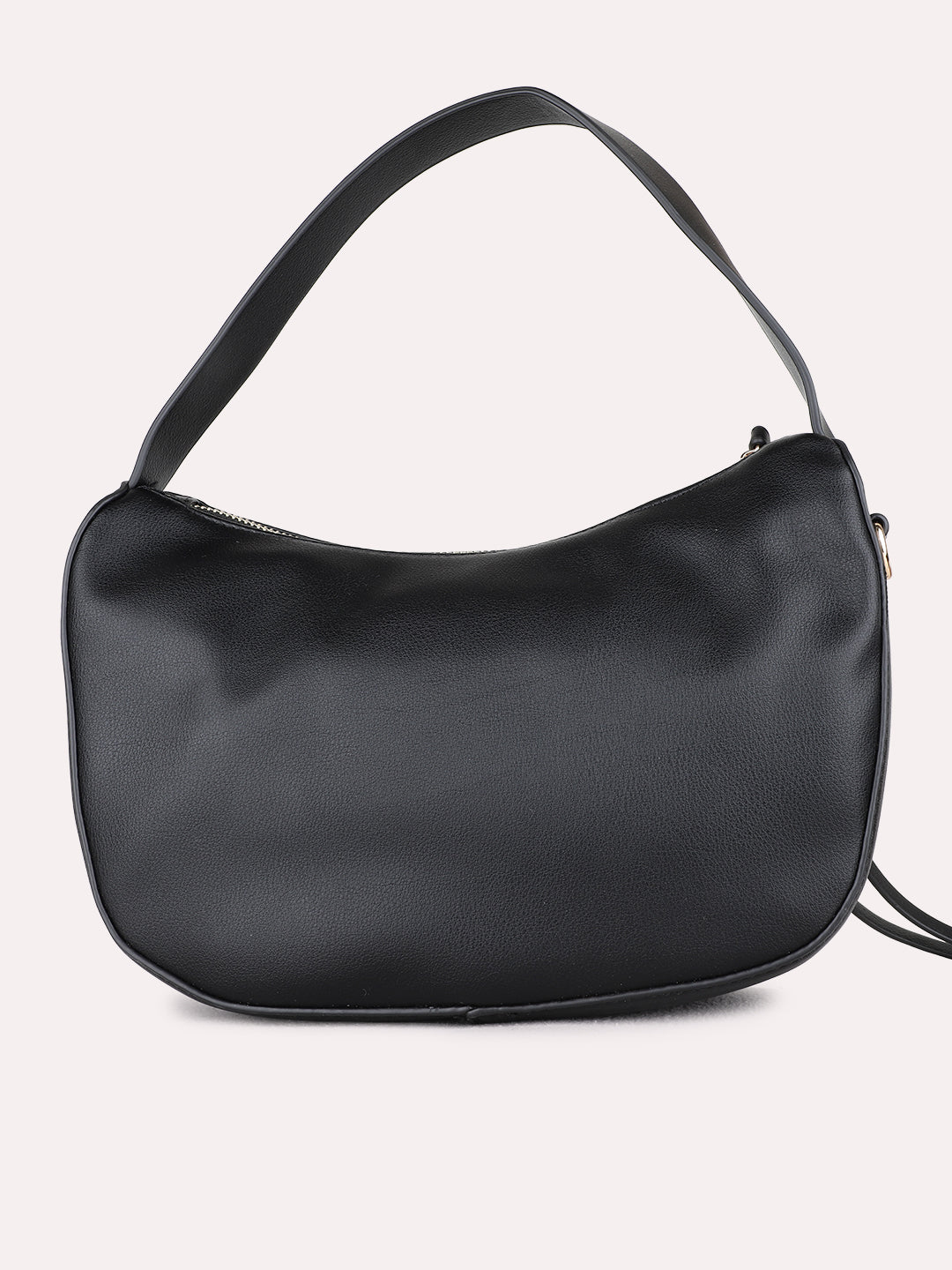 Womens Black Shoulder Bag With Zip Lock For Party Use