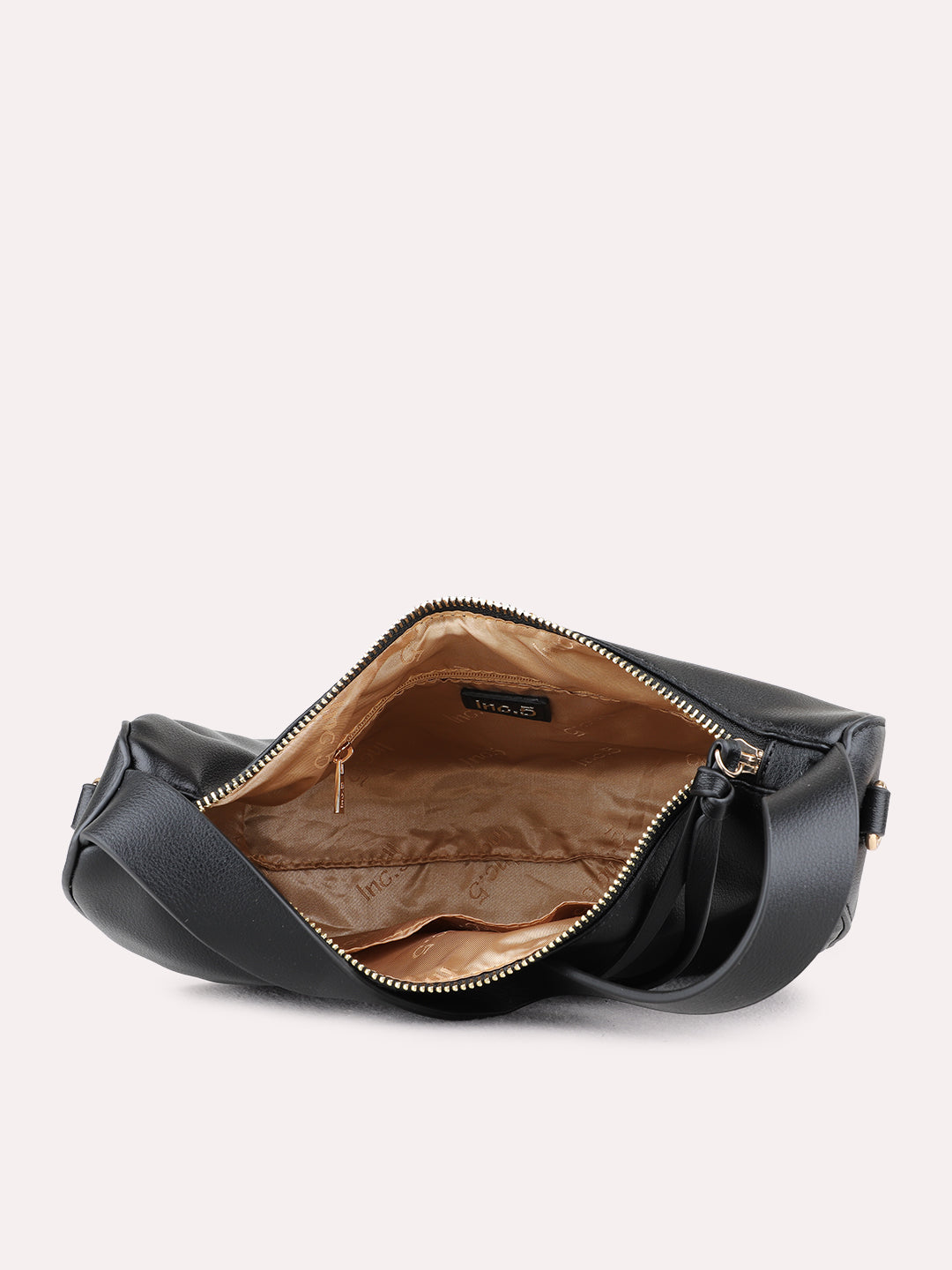 Womens Black Shoulder Bag With Zip Lock For Party Use