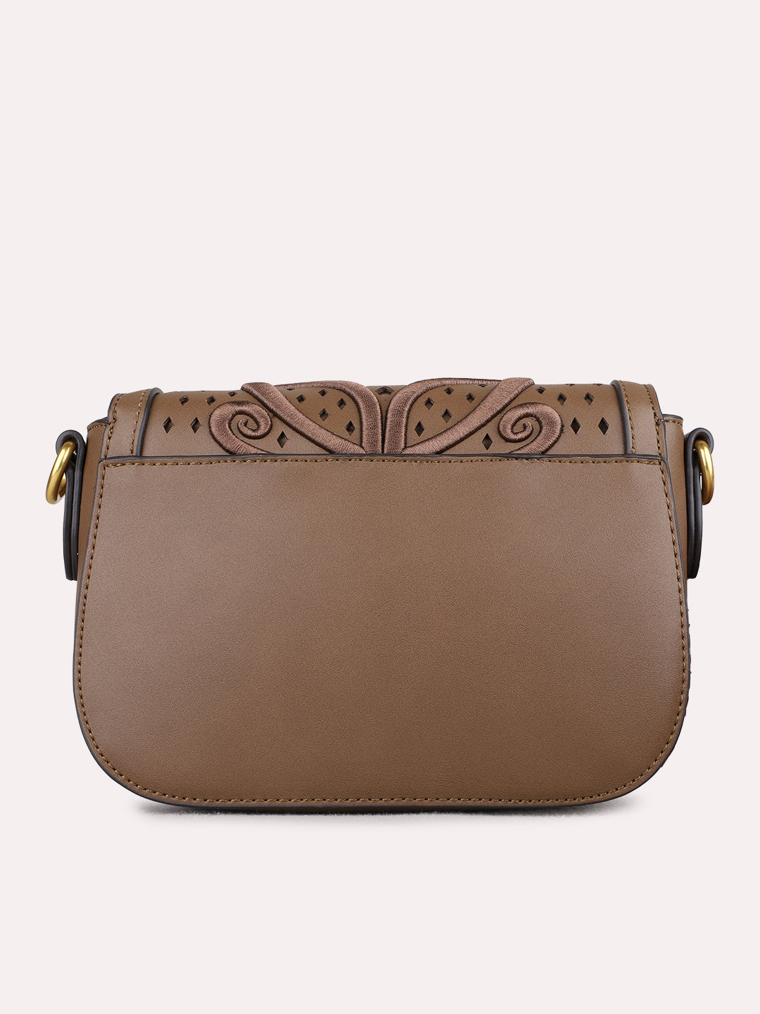 Womens Brown Sling Bag With Magnet Button Lock For Party