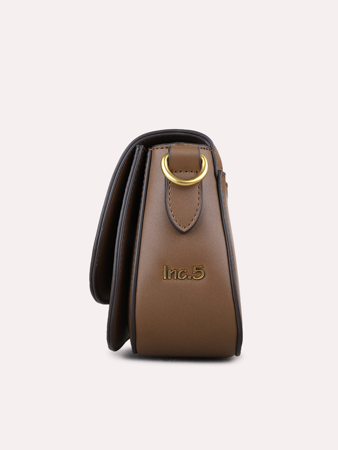 Womens Brown Sling Bag With Magnet Button Lock For Party