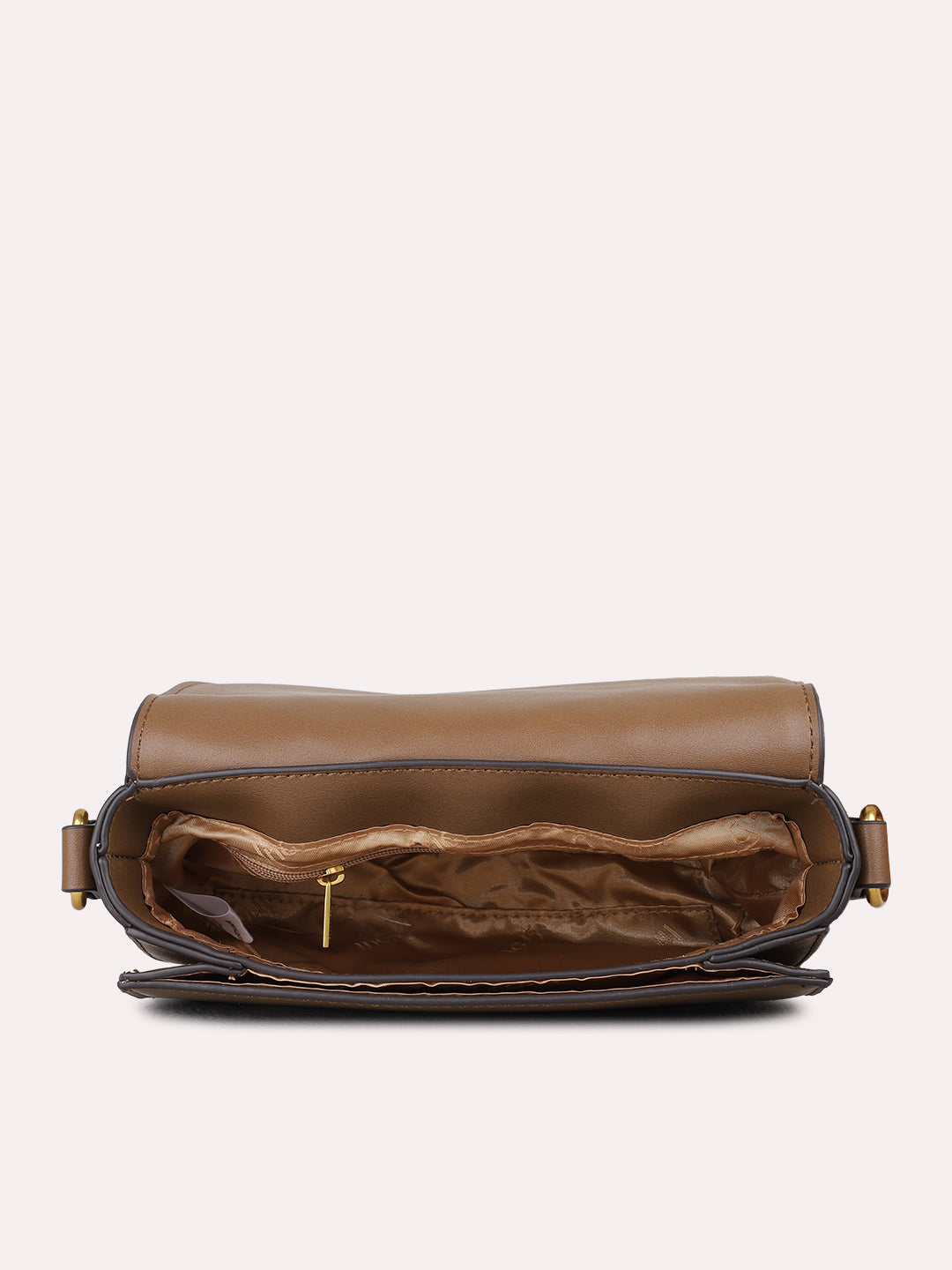 Womens Brown Sling Bag With Magnet Button Lock For Party