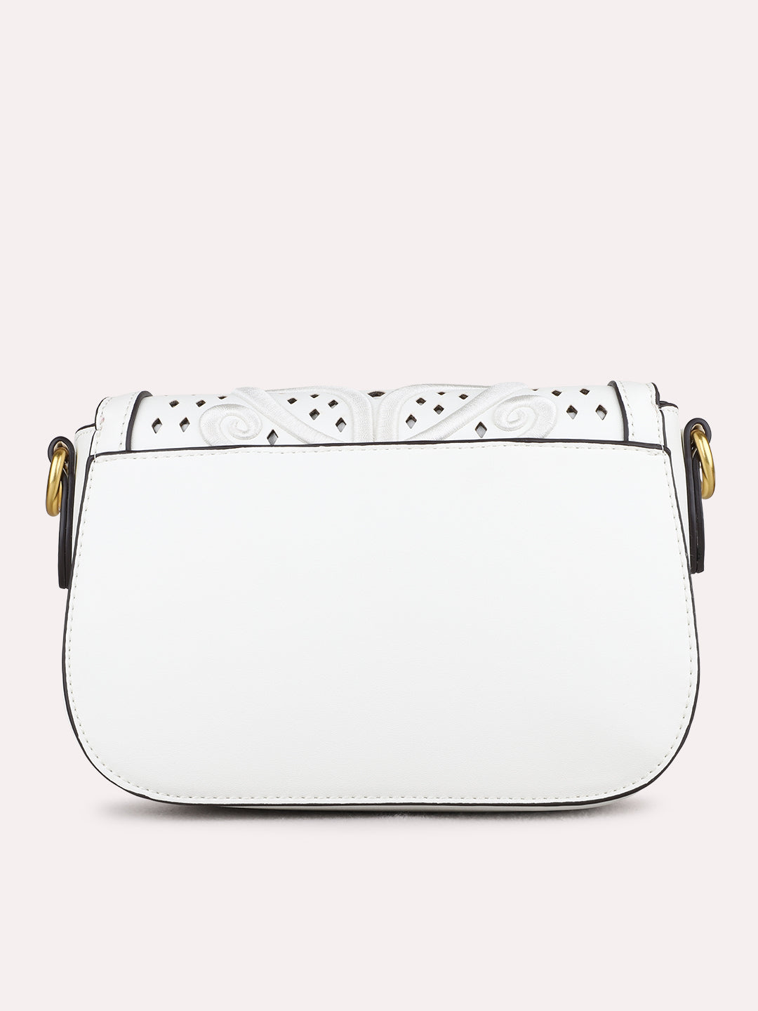 Womens White Sling Bag With Magnet Button Lock For Party