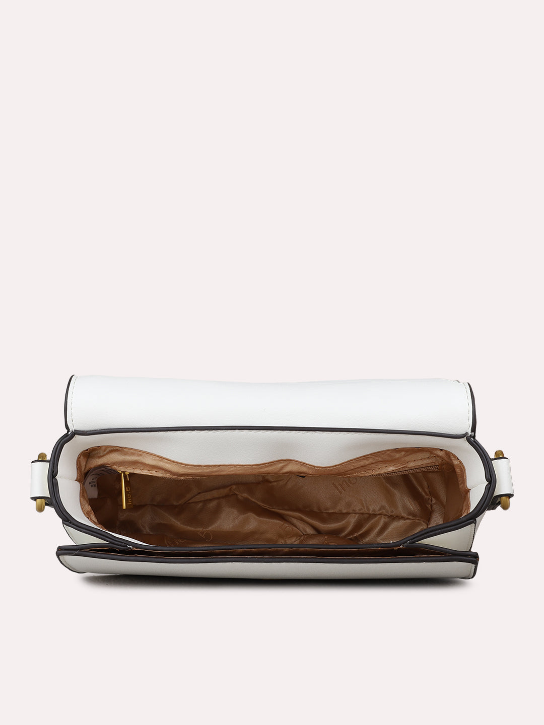 Womens White Sling Bag With Magnet Button Lock For Party