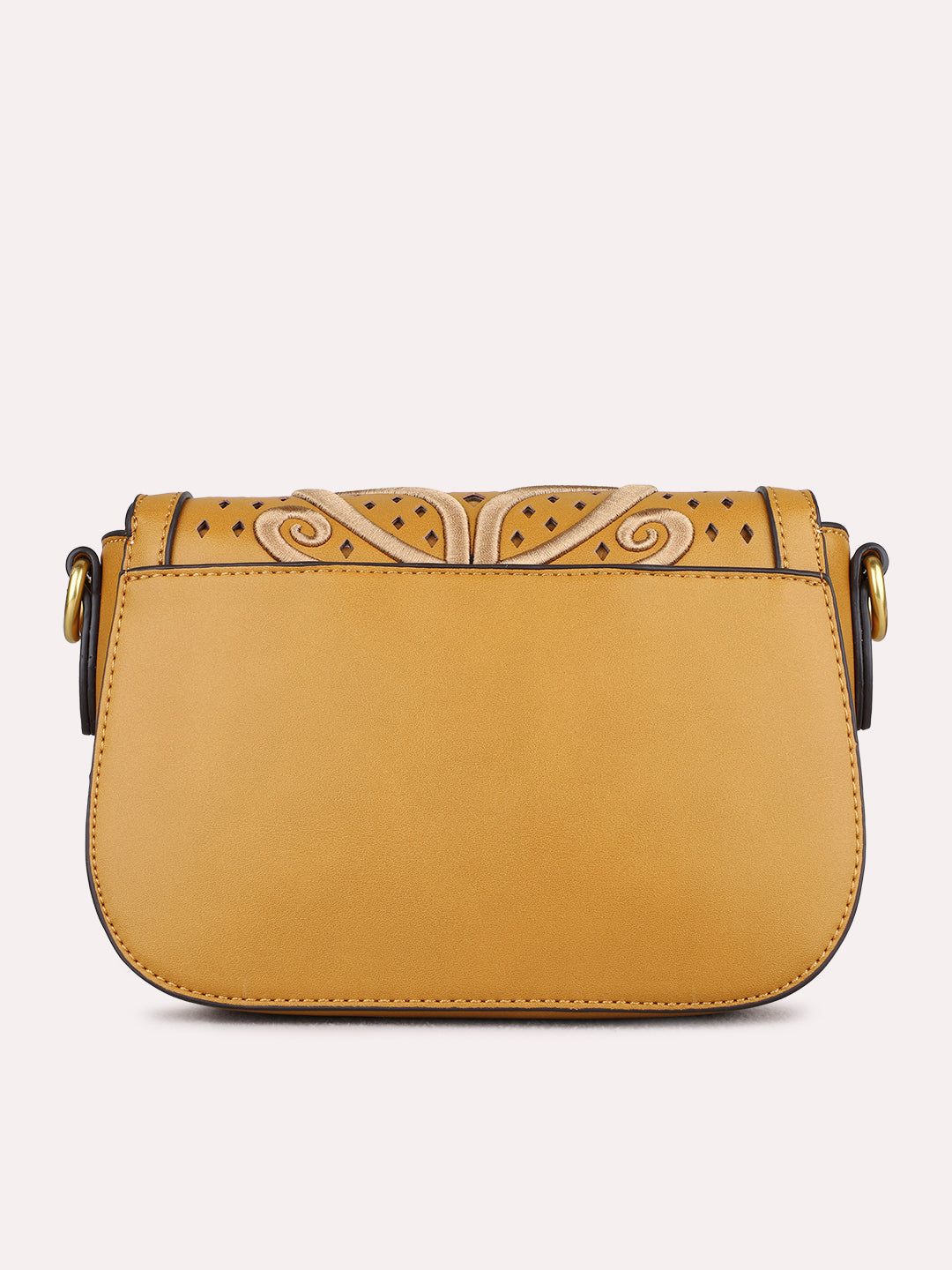 Womens Yellow Sling Bag With Magnet Button Lock For Party