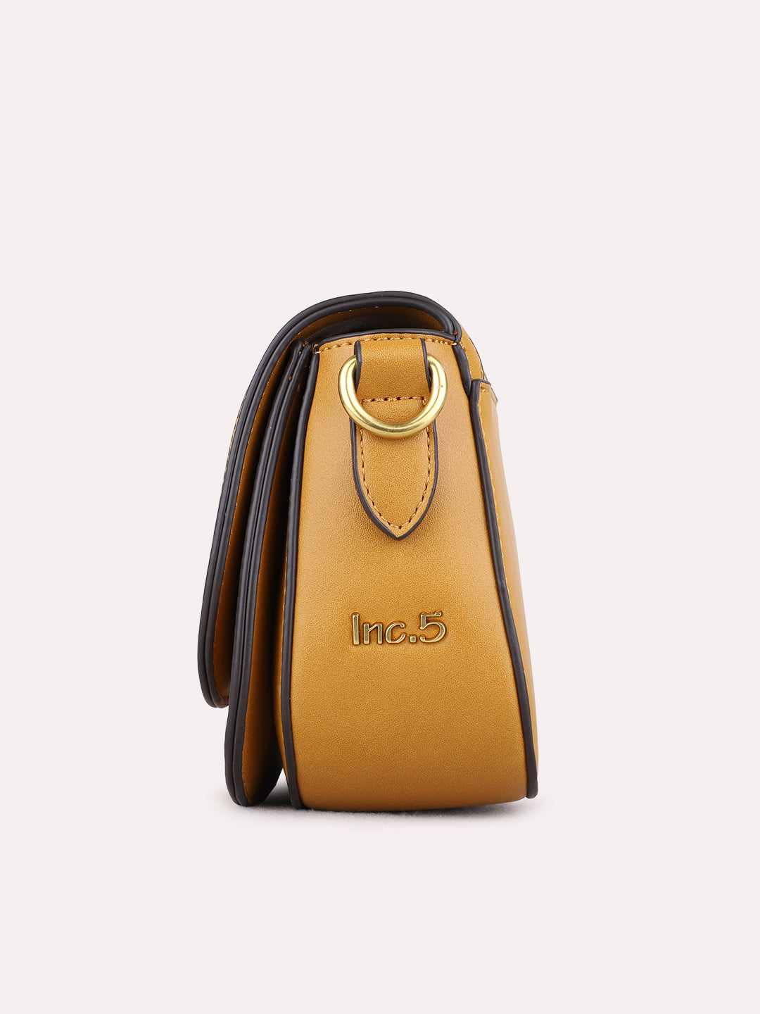 Womens Yellow Sling Bag With Magnet Button Lock For Party