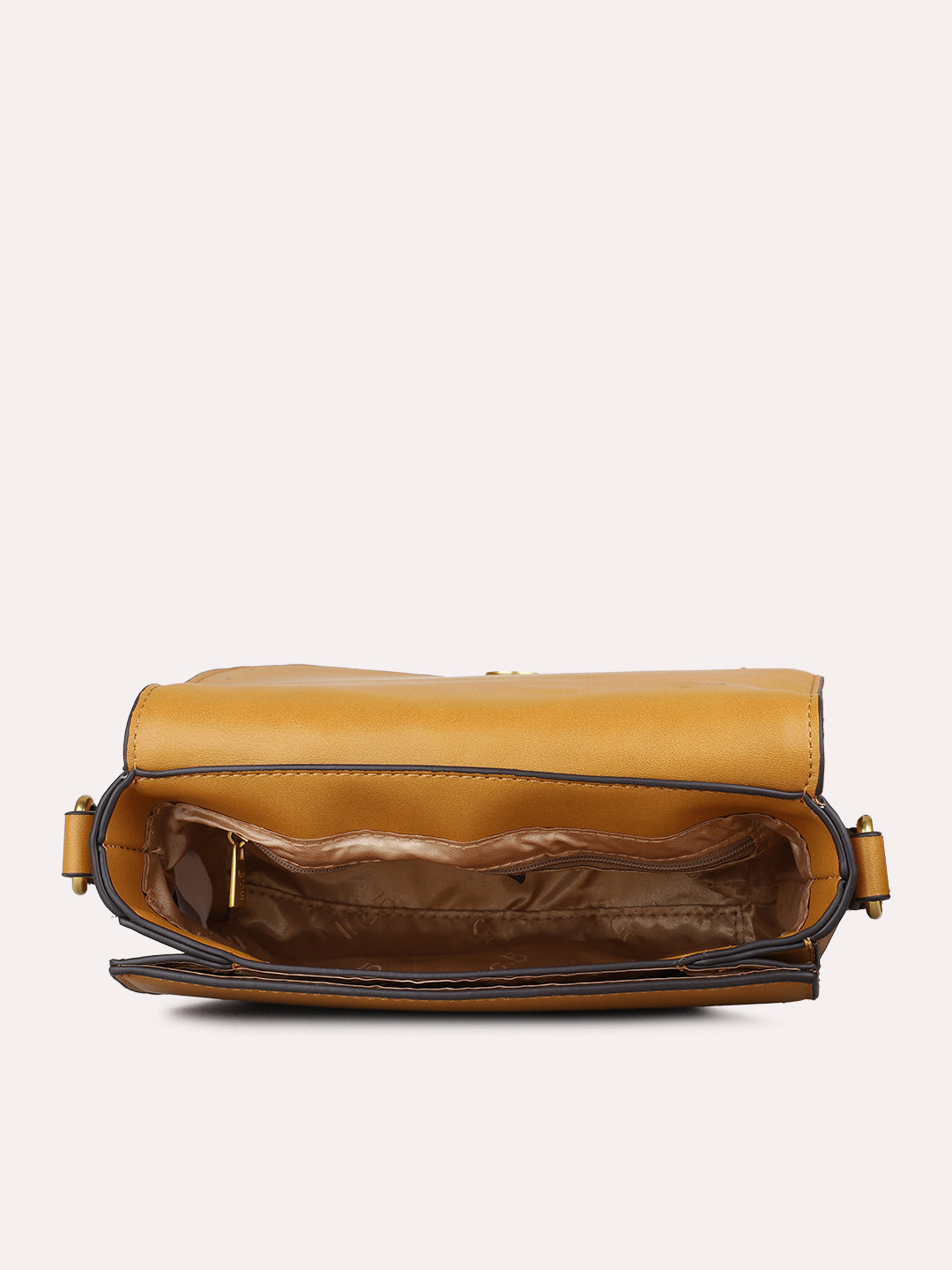 Womens Yellow Sling Bag With Magnet Button Lock For Party
