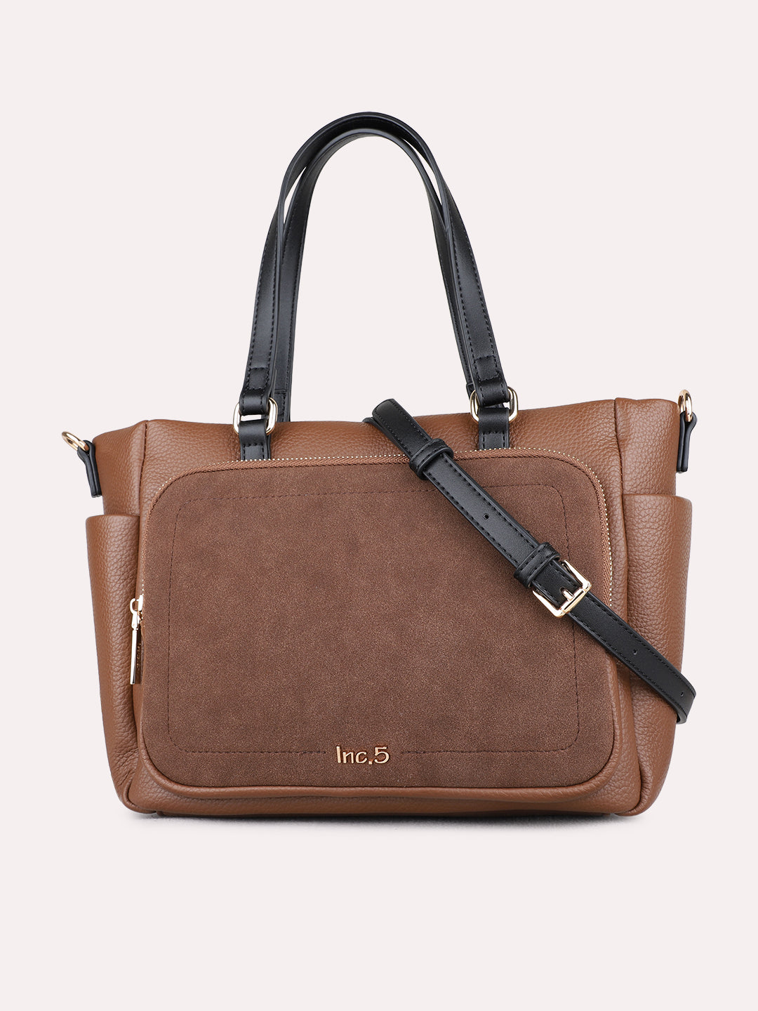 Womens Brown Handbag With Zip Lock For Casual