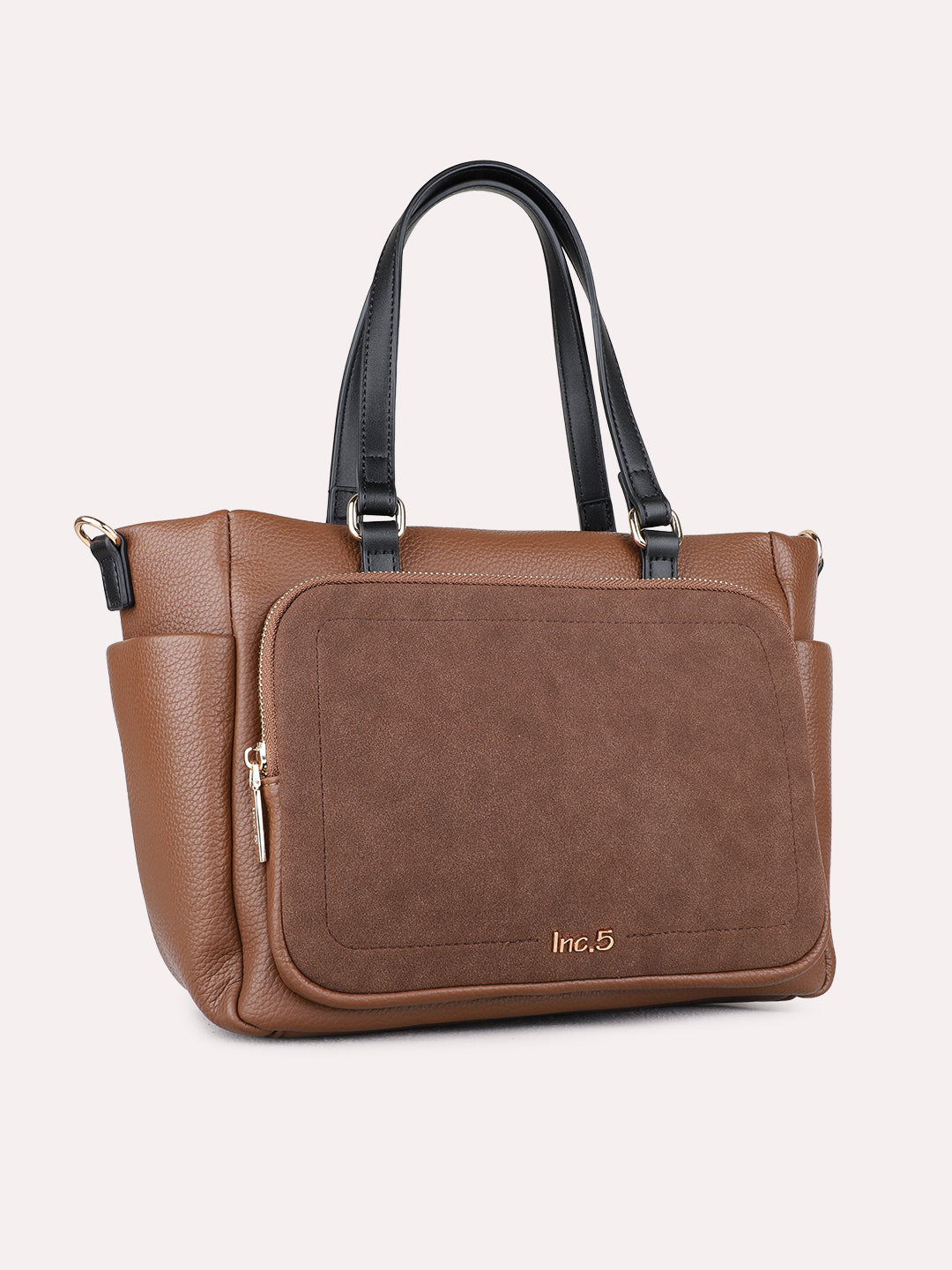 Womens Brown Handbag With Zip Lock For Casual