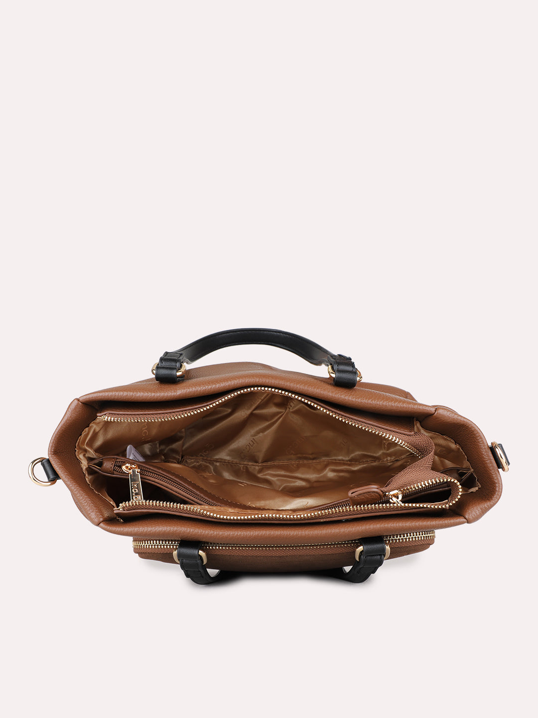 Womens Brown Handbag With Zip Lock For Casual