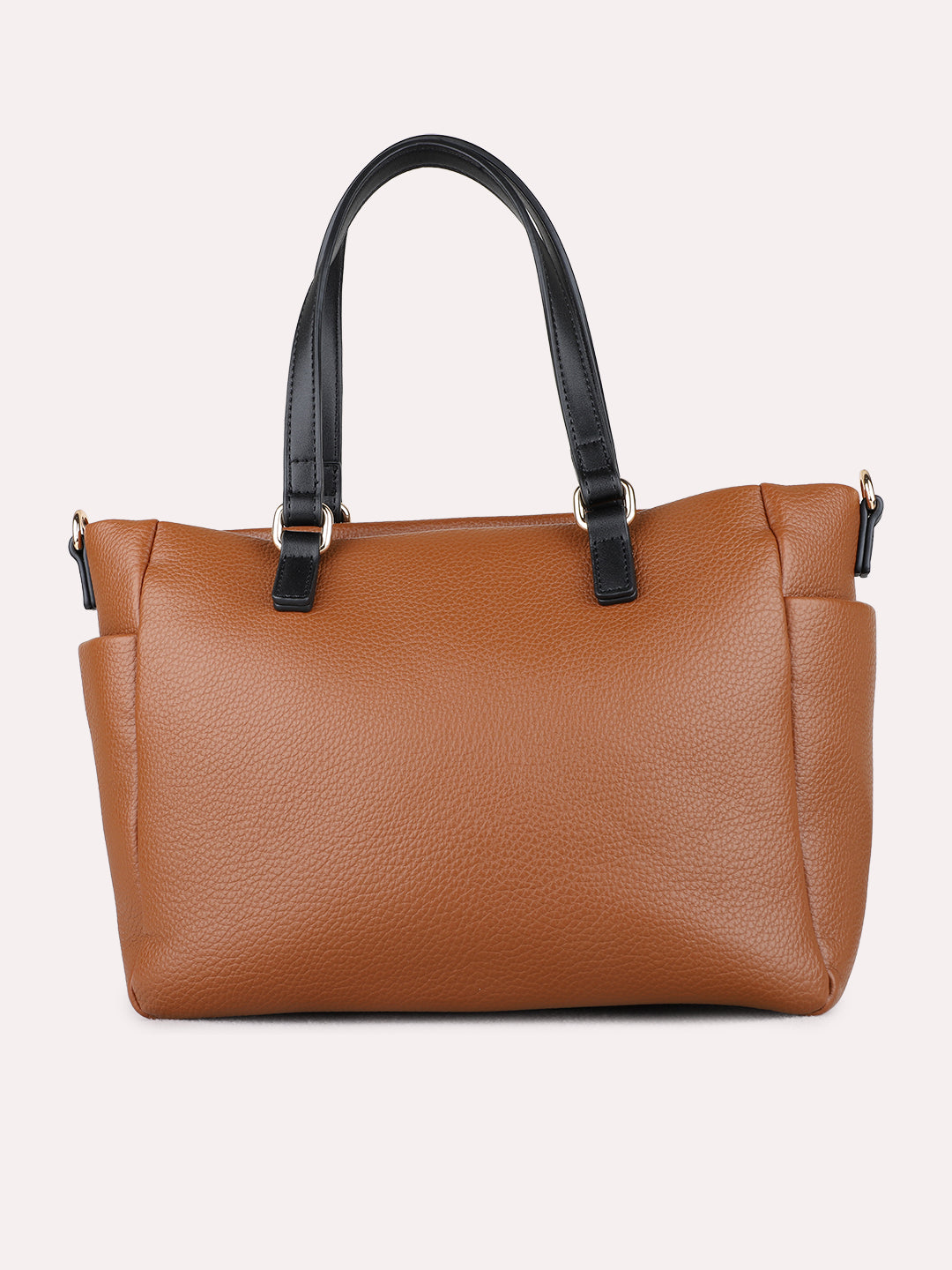 Womens Tan Handbag With Zip Lock For Casual