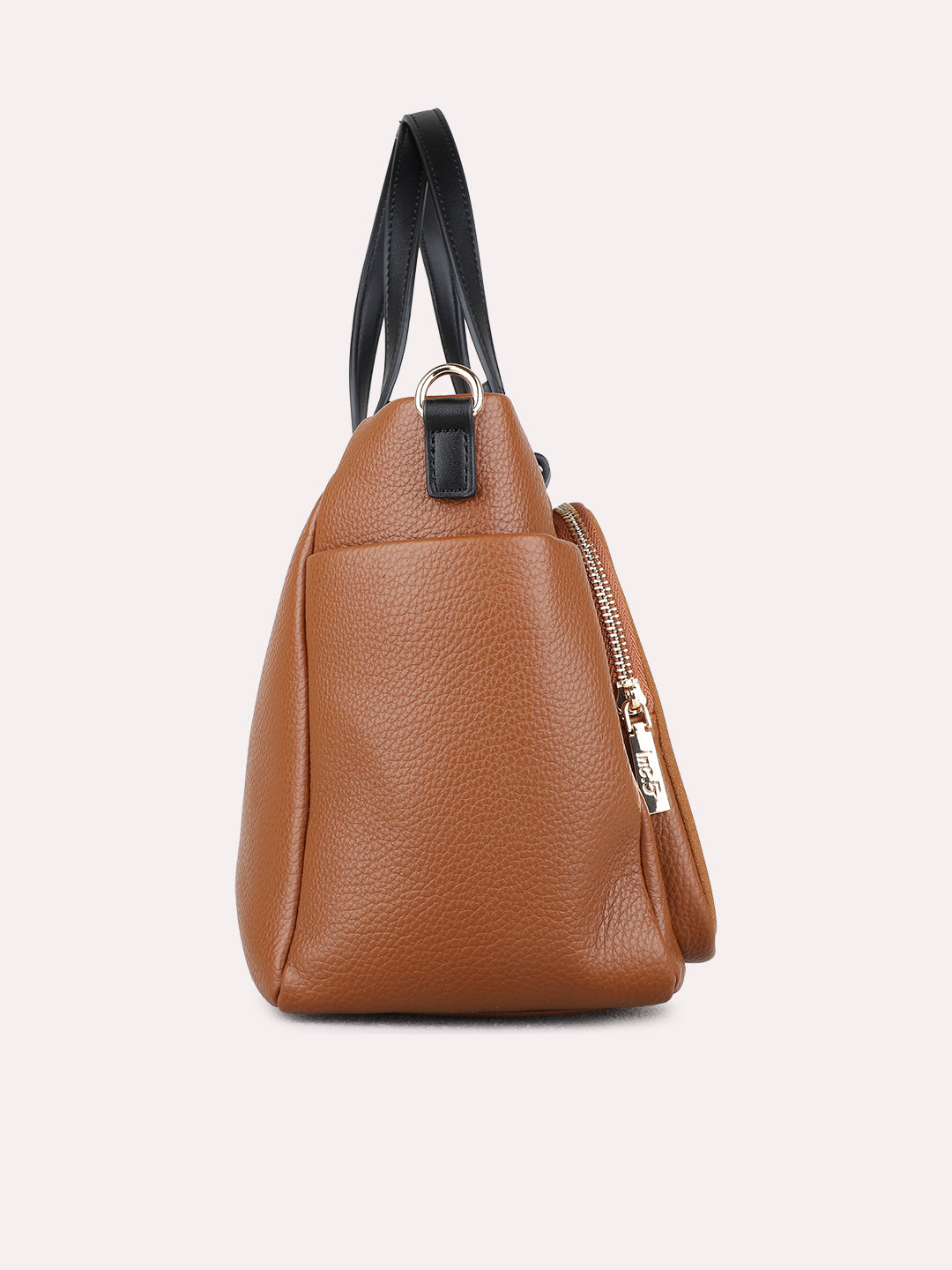 Womens Tan Handbag With Zip Lock For Casual