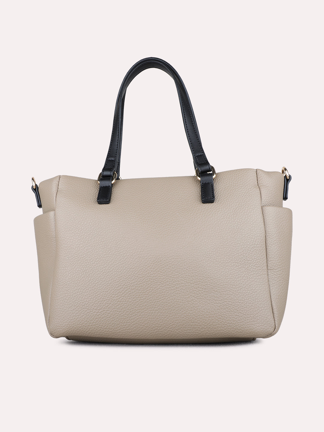 Womens Taupe Handbag With Zip Lock For Casual