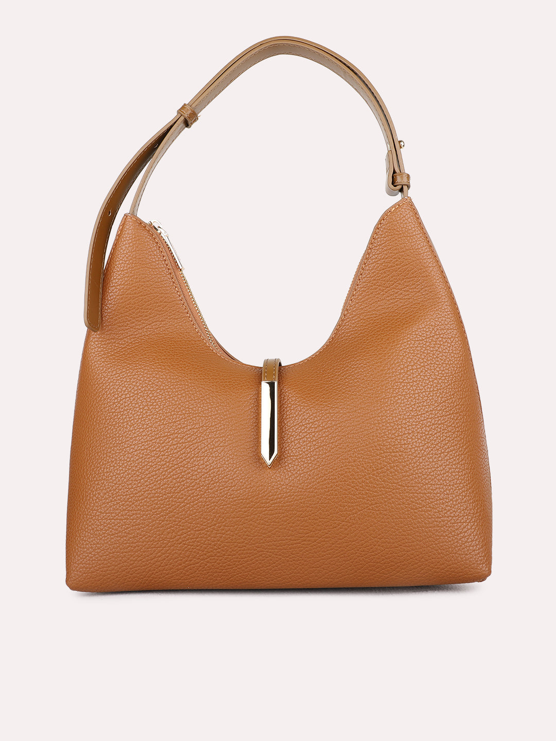 Womens Brown Casual Shoulder Bag With Zip Lock