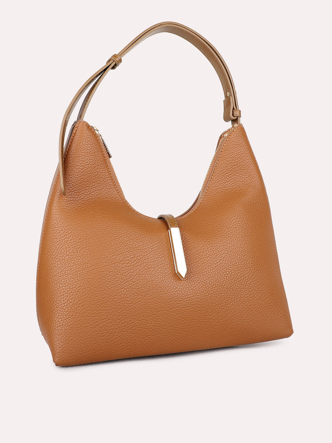 Womens Brown Casual Shoulder Bag With Zip Lock