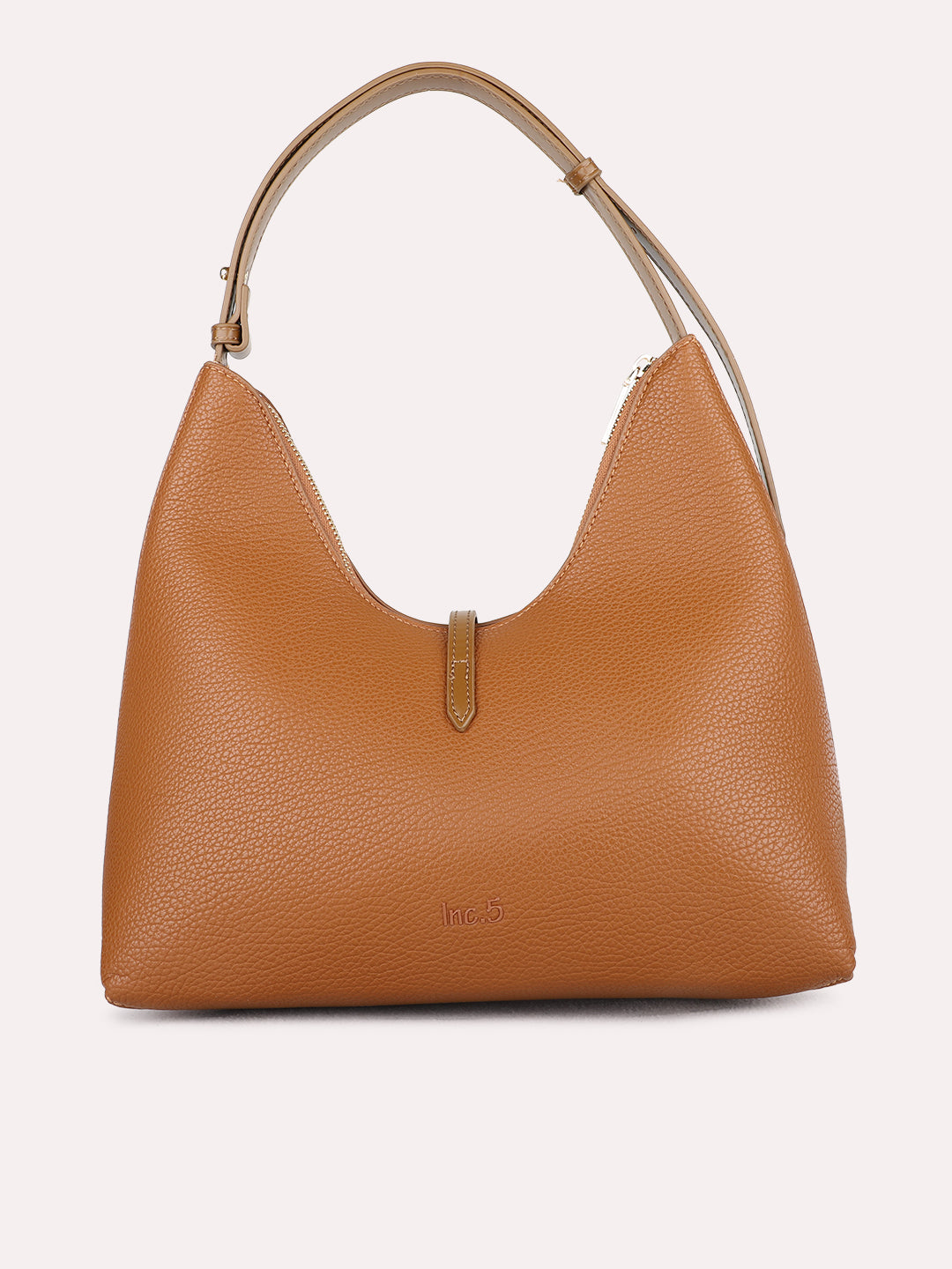 Womens Brown Casual Shoulder Bag With Zip Lock