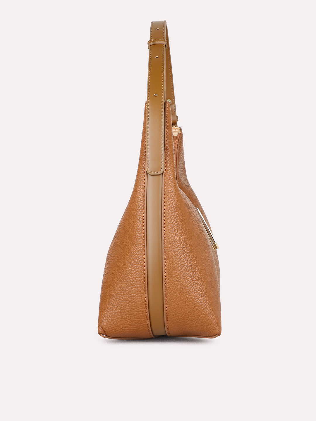 Womens Brown Casual Shoulder Bag With Zip Lock