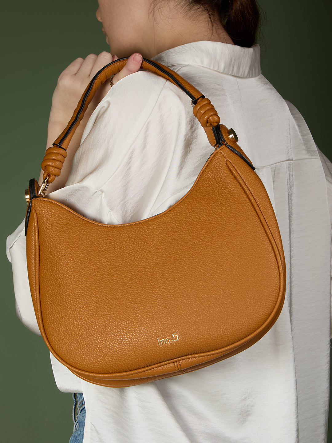 Womens Brown Casual Shoulder Bag With Zip Lock