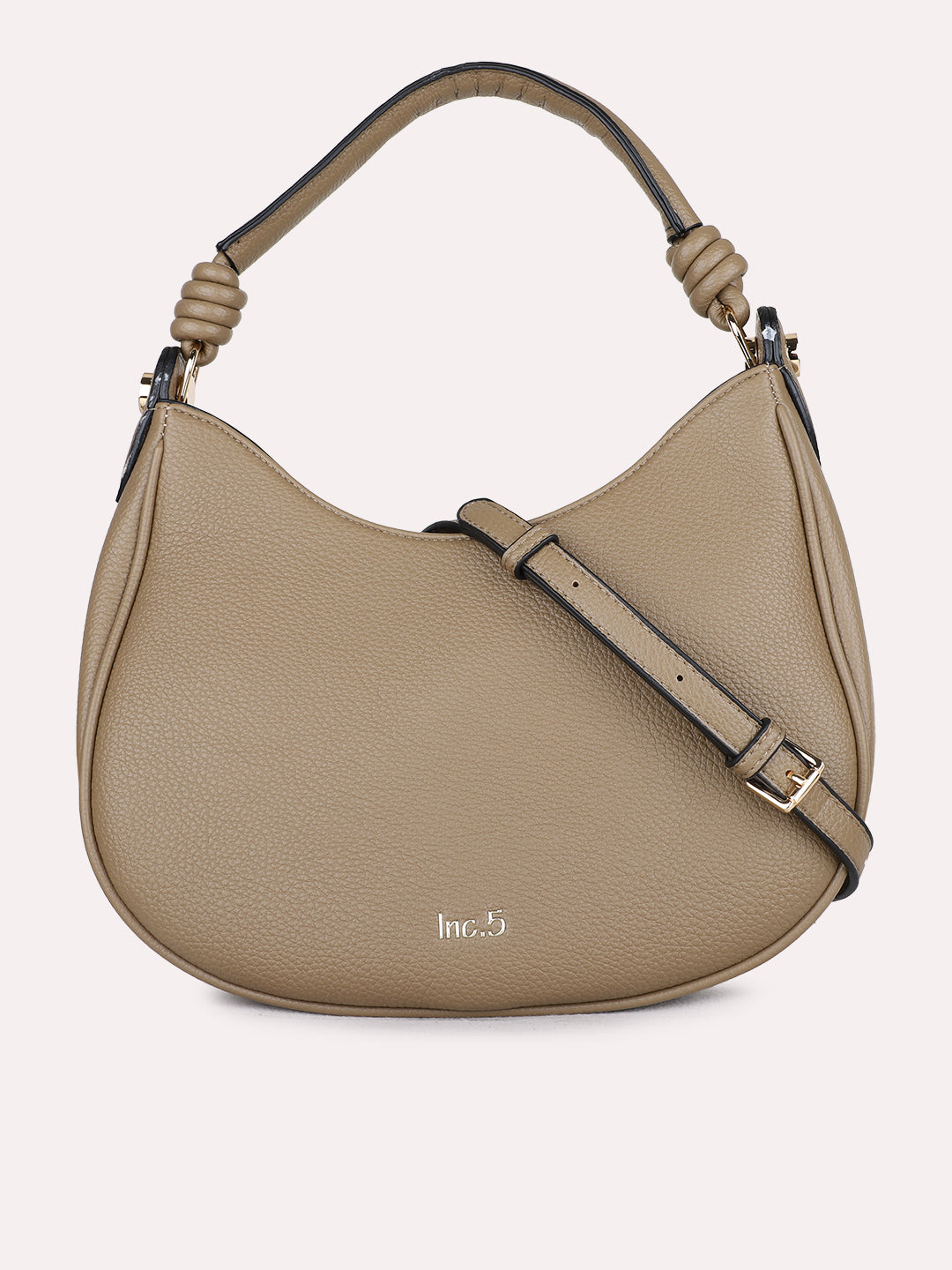Womens Taupe Casual Shoulder Bag With Zip Lock