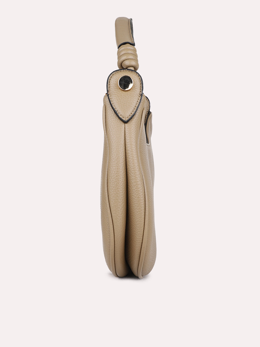 Womens Taupe Casual Shoulder Bag With Zip Lock