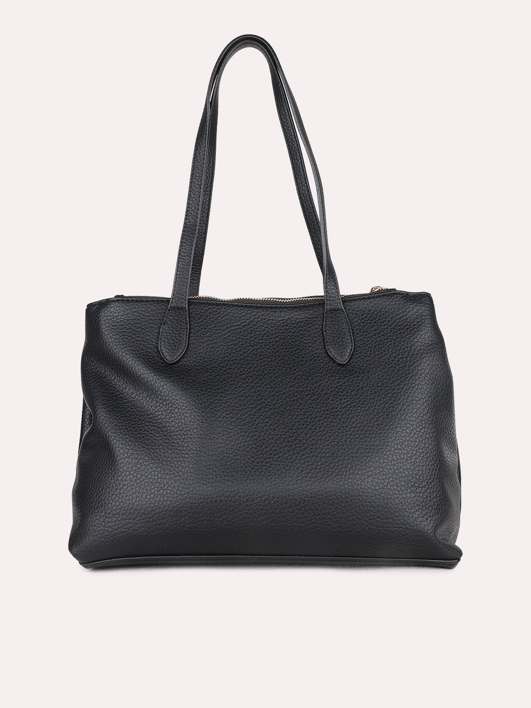 Womens Black Casual Shoulder Bag With Magnet Lock