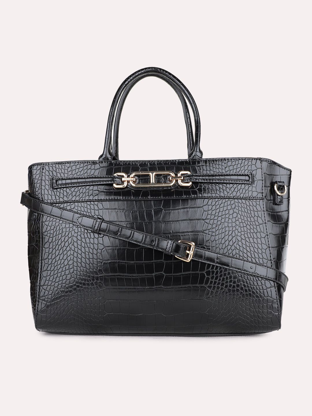 Womens Black Casual Handbag With Zip Lock