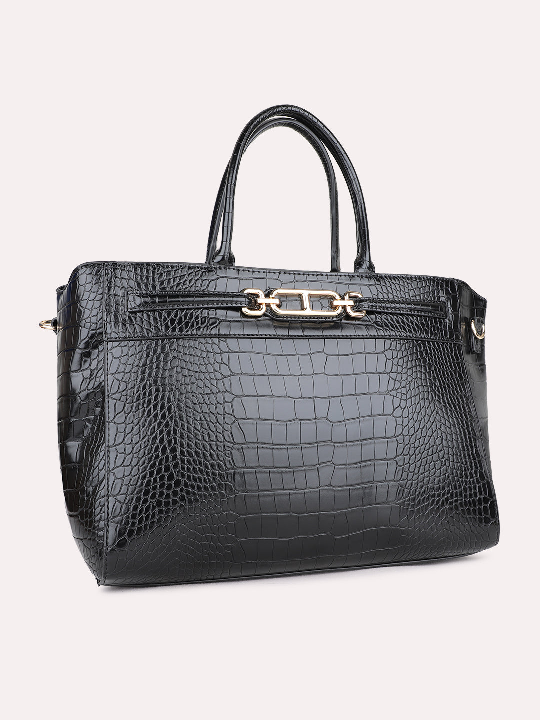 Womens Black Casual Handbag With Zip Lock