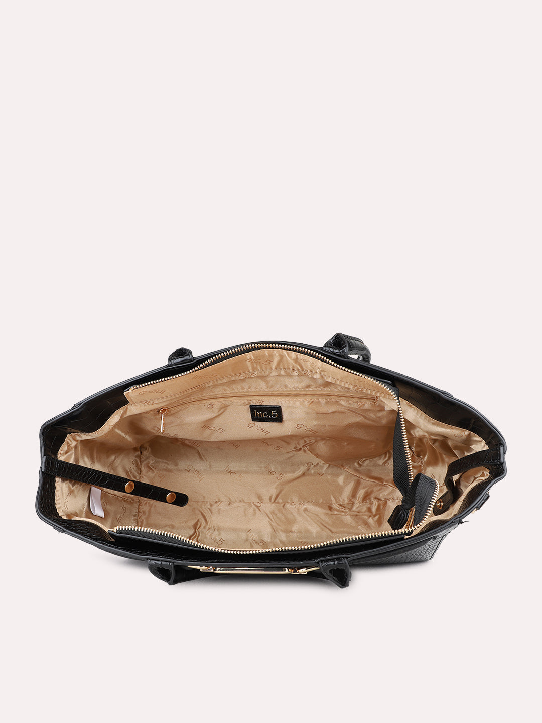 Womens Black Casual Handbag With Zip Lock