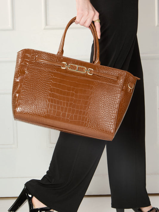 Womens Brown Casual Handbag With Zip Lock